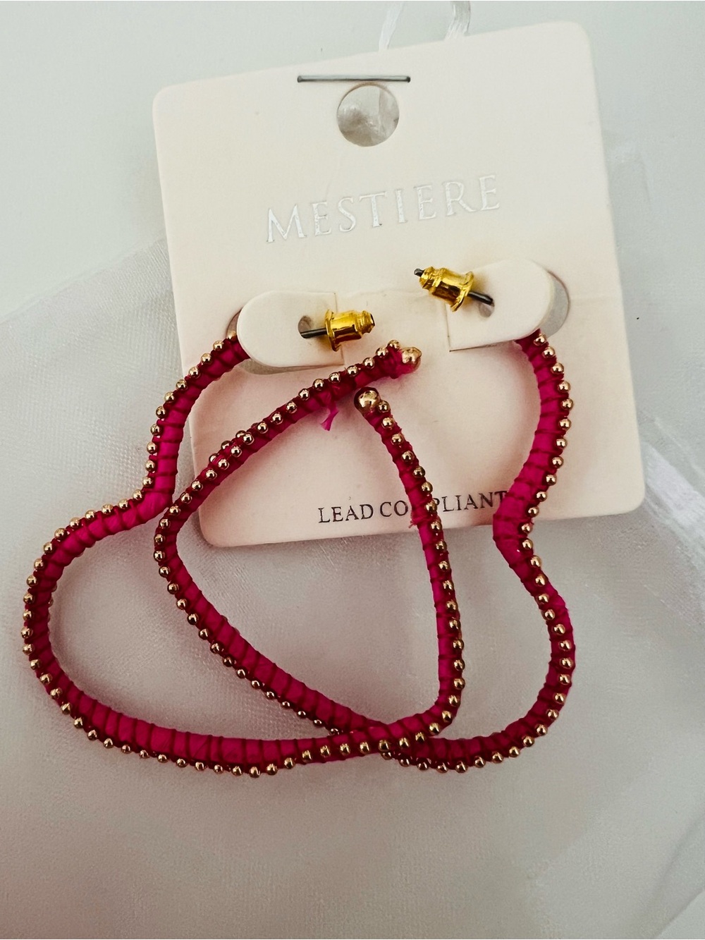 Fuchsia Beaded Hoop Earrings